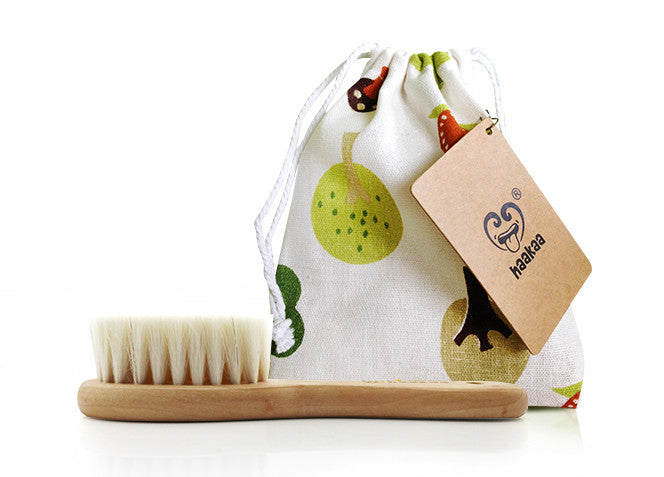 haakaa-goats-wool-wooden-baby-hairbrush-pack-of-2-natural-wood-goat-wool image 6