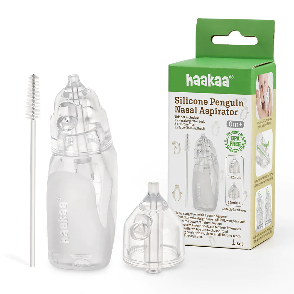 haakaa-silicone-penguin-nasal-aspirator-pack-of-4-dual-valve-2-tip-sizes-food-gr image 1
