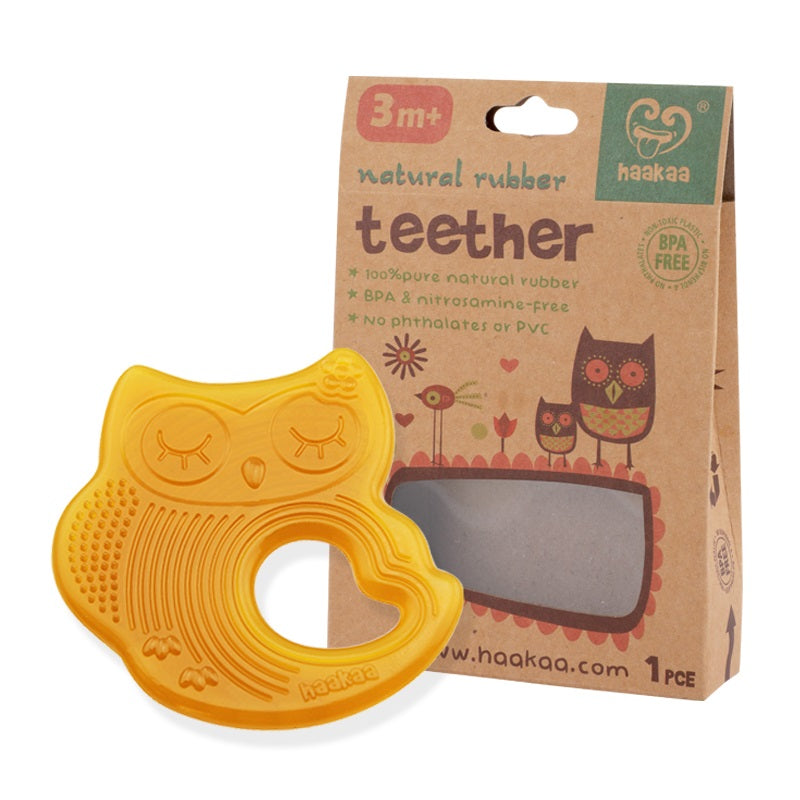 haakaa-sleeping-owl-natural-rubber-teether-1-pk image 4