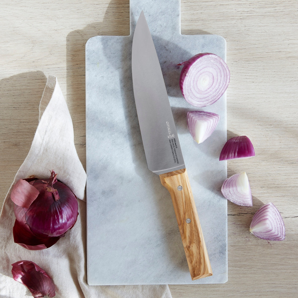opinel-trio-chef-knife-set-olive-wood-parallele-3-piece image 6